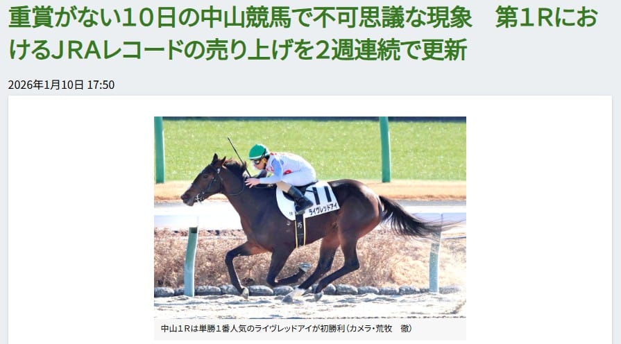 中山競馬の朝イチが熱い――未勝利戦で売上10億円超の衝撃